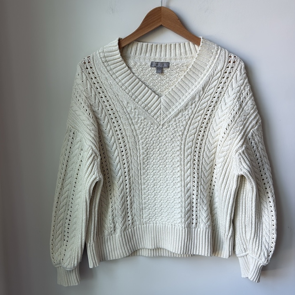 J. Crew Cream V-Neck Sweater